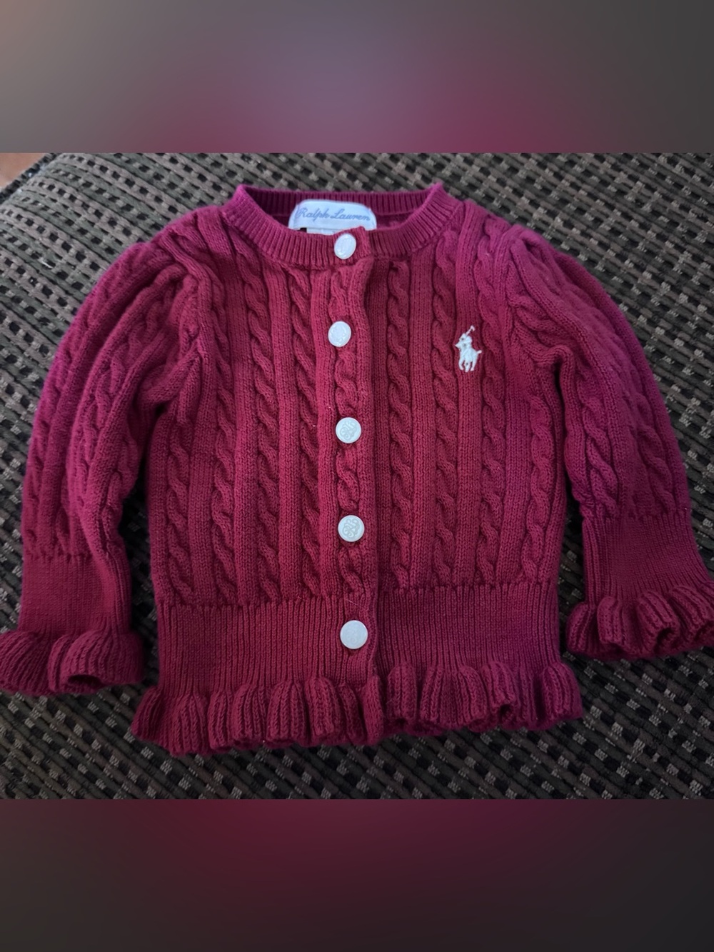 Ralph Lauren Baby Girl’s Cable Knit Cardigan- Sz 3 months